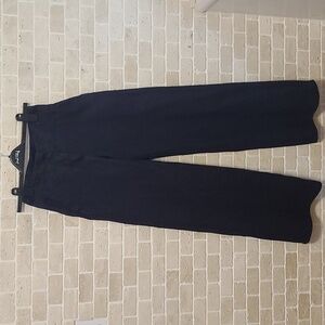H&M Women's Navy Linen Wide leg Trousers (Sz 2)